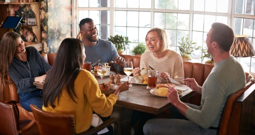couple with friends